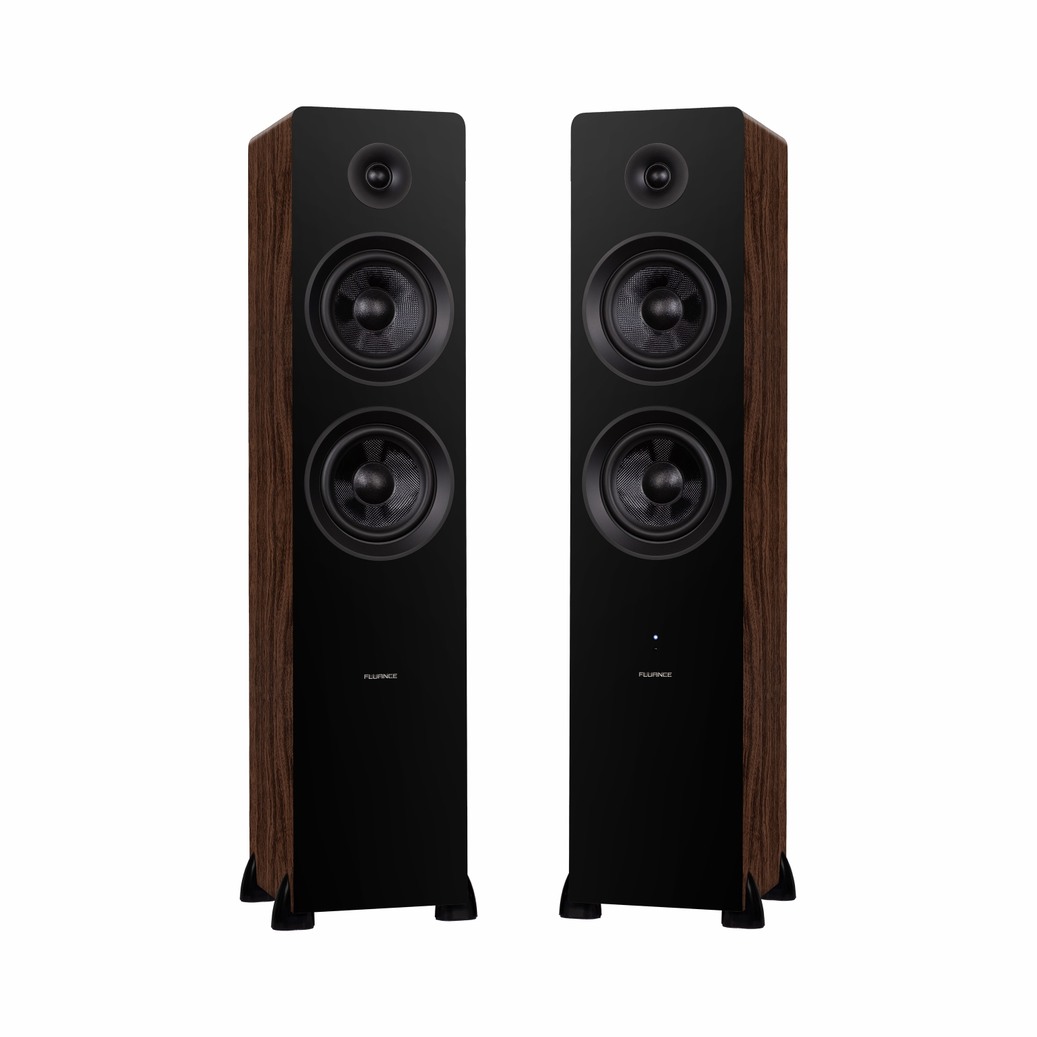 Fluance Ai81 Powered Floorstanding Speakers, DB10 10" Powered Subwoofer (Walnut), 15ft RCA Subwoofer Cable