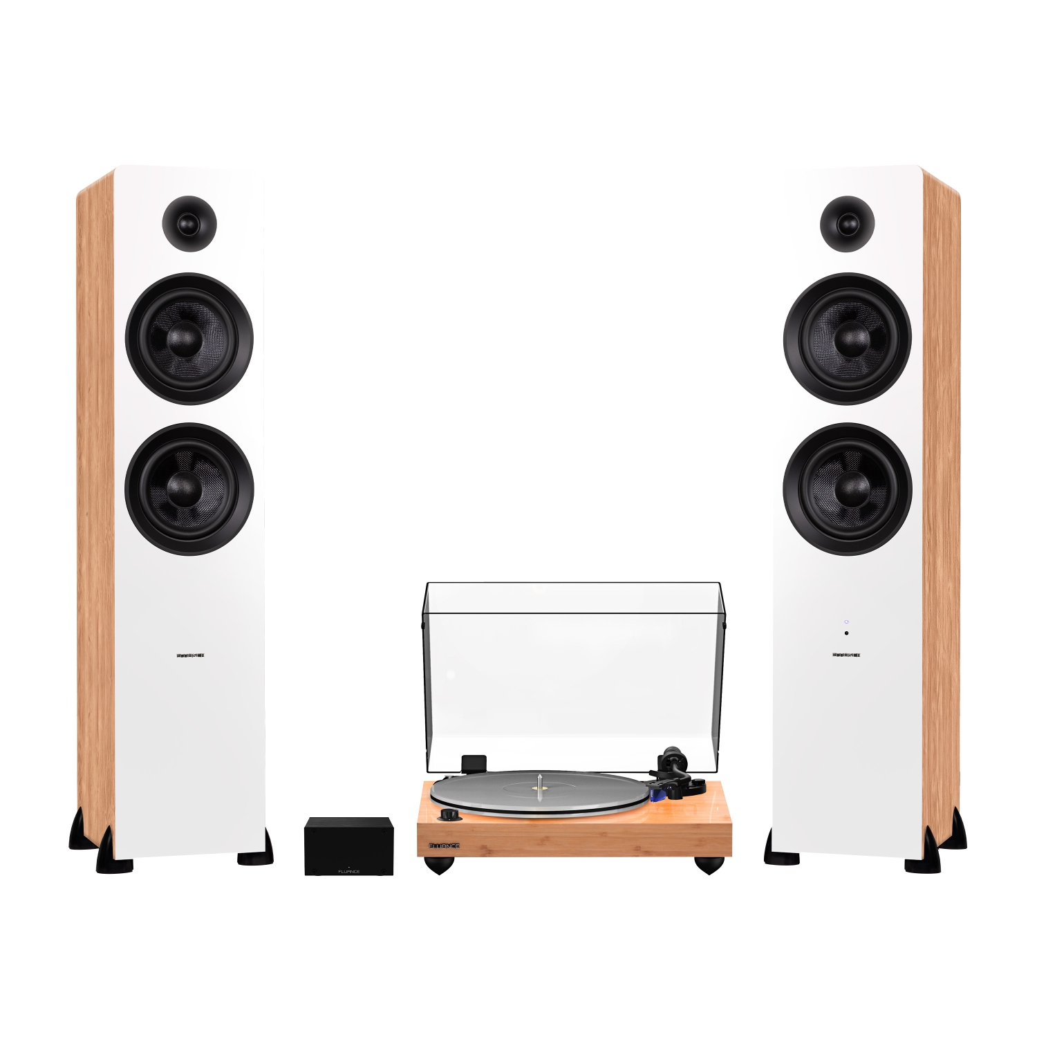 Fluance RT85 Reference High Fidelity Vinyl Turntable, PA10 Phono Preamp and Ai81 Elite Powered Floorstanding Speakers