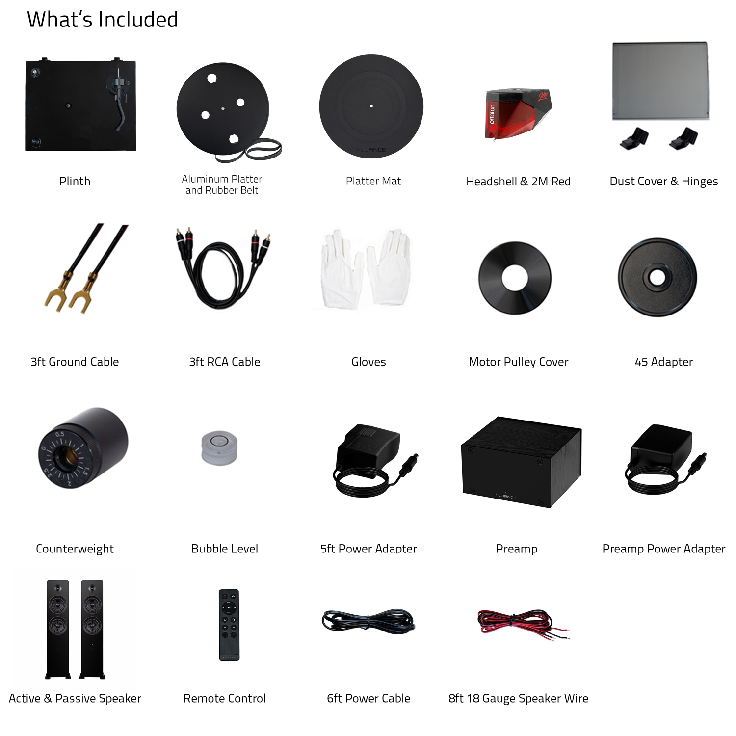 Tourne-disque haute fidélité RT83 de Fluance, préamplificateur phono PA10 et haut-parleurs colonne Ai81 Elite