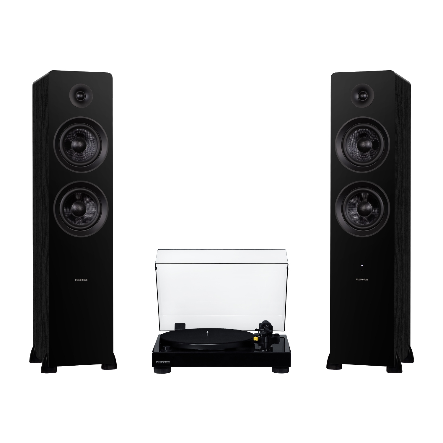 Fluance RT80 Classic High Fidelity Vinyl Turntable and Ai81 Powered 2-Way Floorstanding Tower Speakers