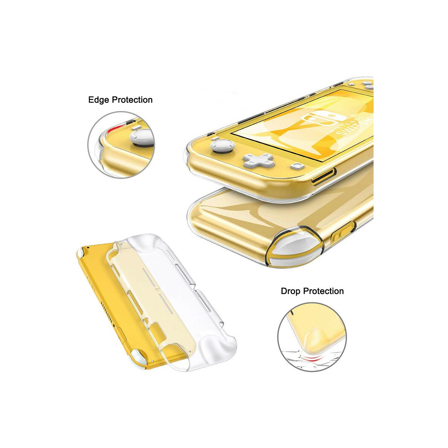 3-EN-1-[revêtement souple en TPUR + 6 capuchons antidérapants en verre trempé] pour Nintendo Switch