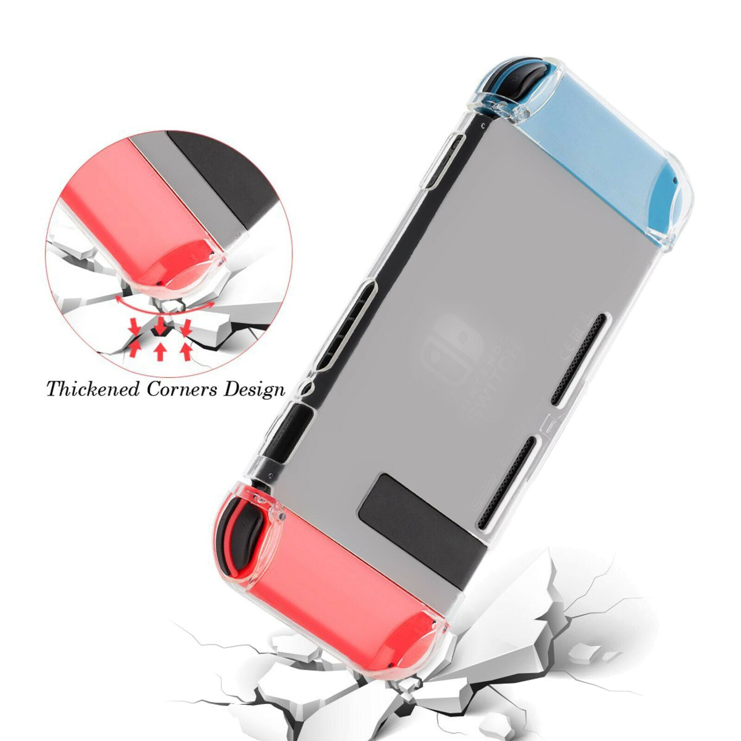 3-EN-1-[revêtement souple en TPUR + 6 capuchons antidérapants en verre trempé] pour Nintendo Switch