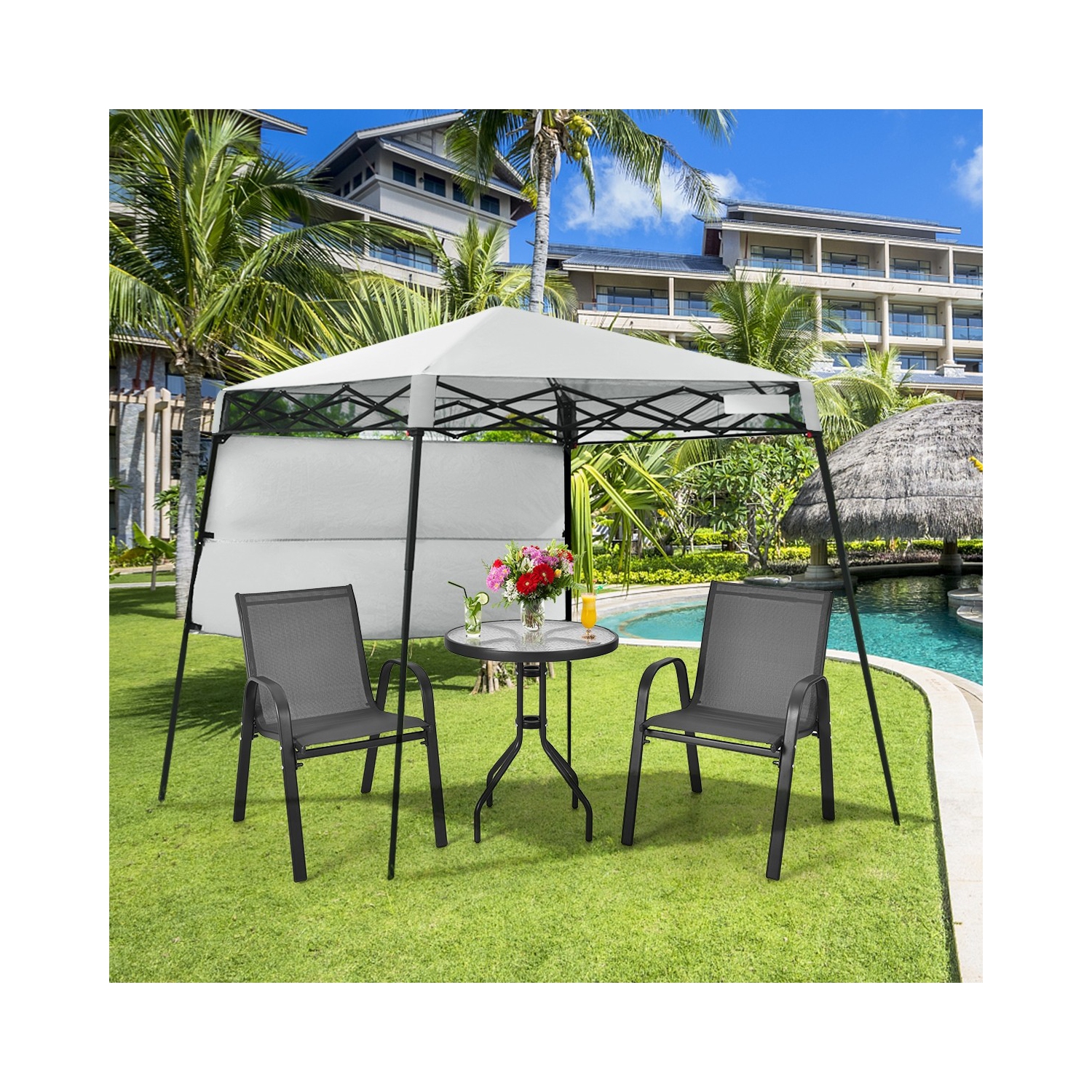 Pop-up Canopy Tent with Carry Bag and 4 Stakes