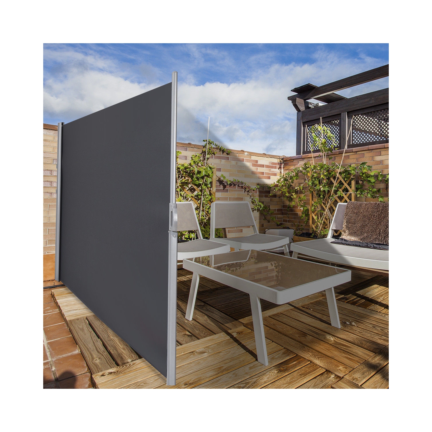 Séparateur de confidentialité rétractable de 118.5 x 63 po pour auvent latéral