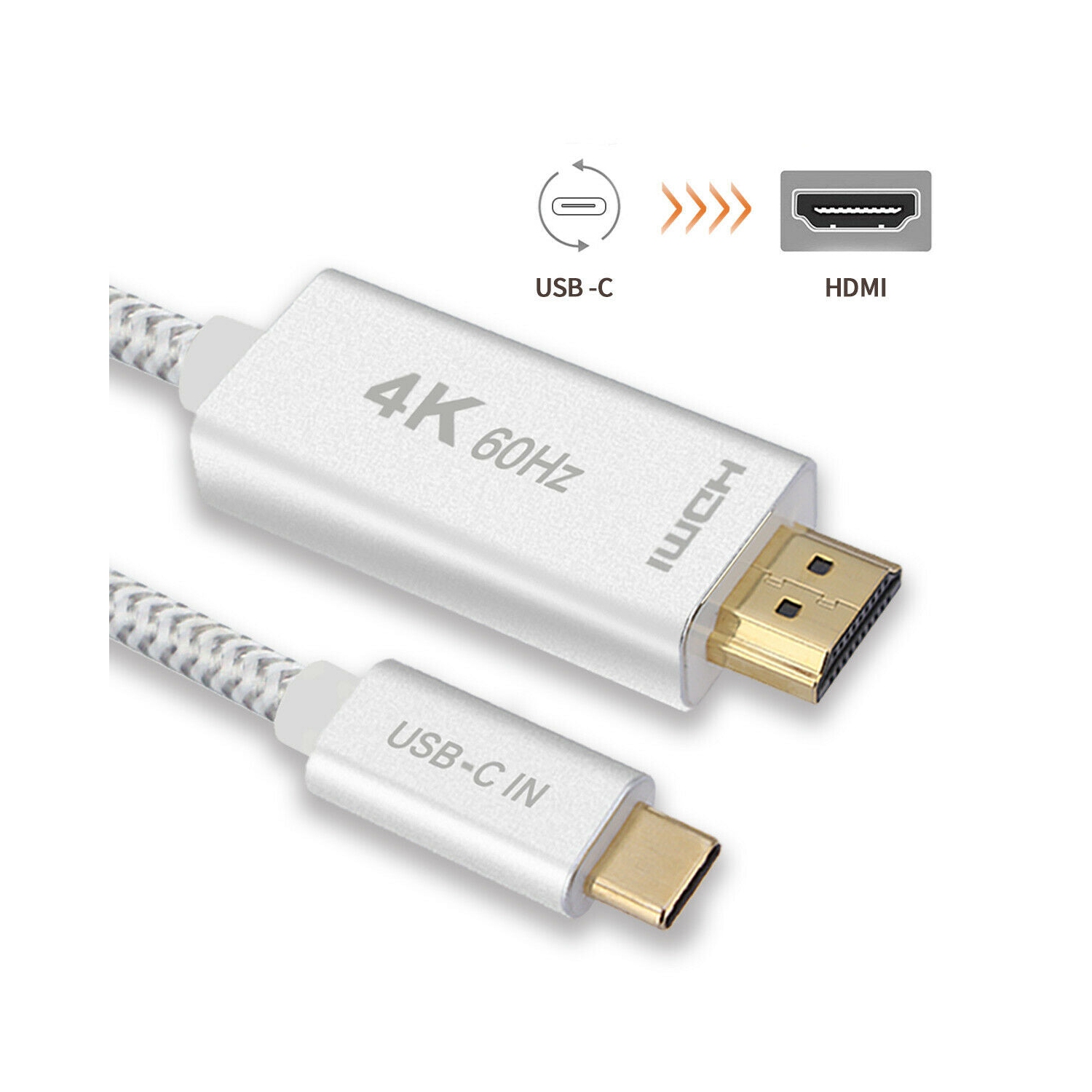 Câble USB C à HDMI mâle de type C à HDMI mâle pour MacBook Pro de Dell, iMac