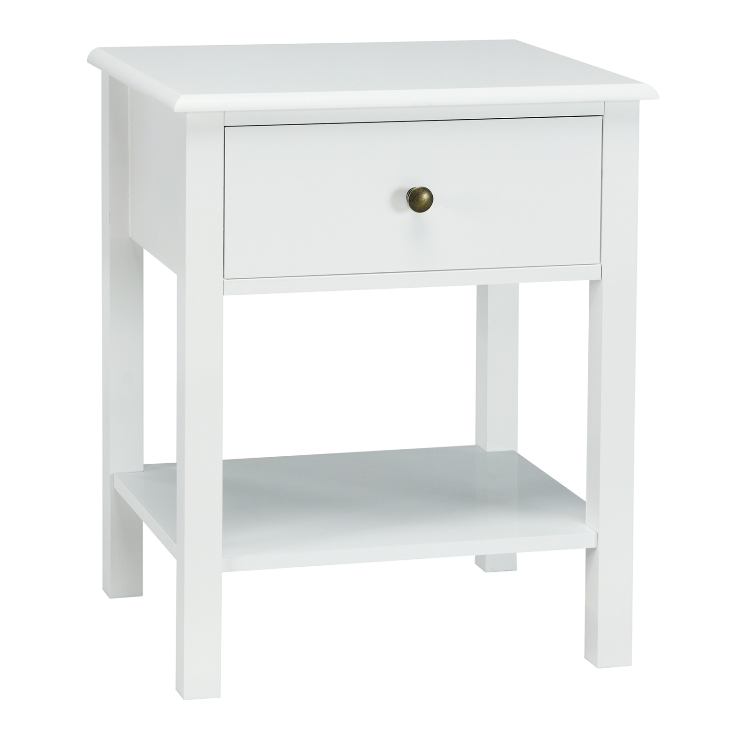 Wood End Table with Single Drawer and Storage Shelf – Nightstand with Minimalist Design