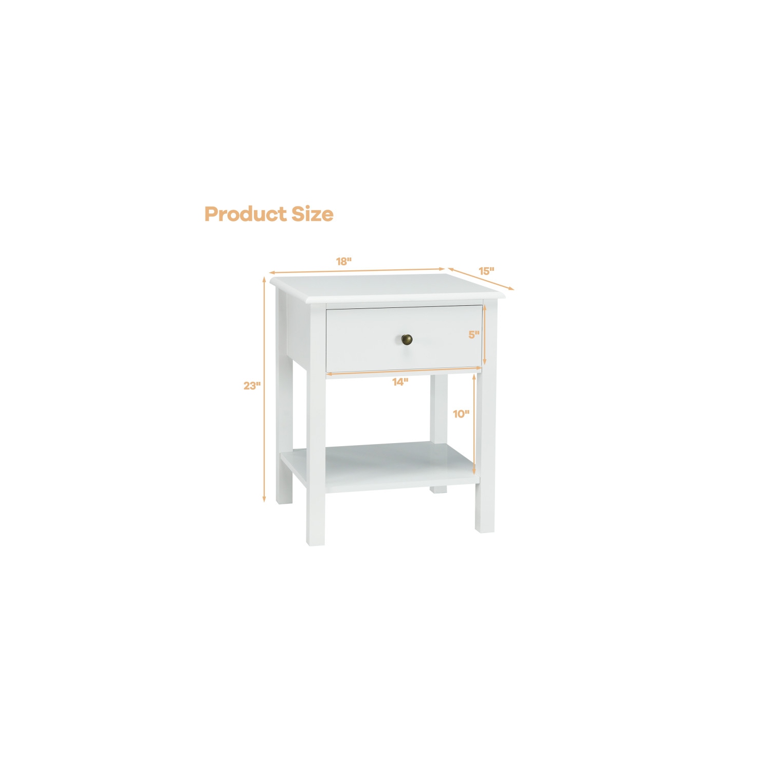 Wood End Table with Single Drawer and Storage Shelf – Nightstand with Minimalist Design