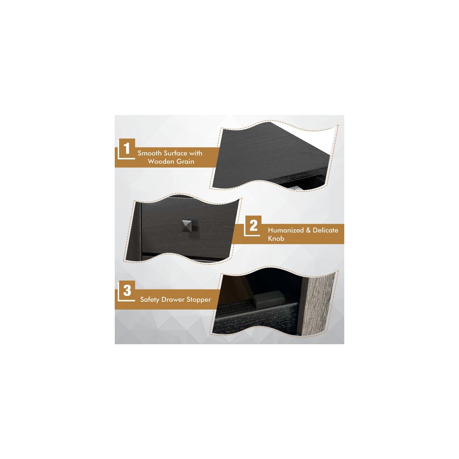 Table de chevet rétro à usages multiples avec 2 tiroirs