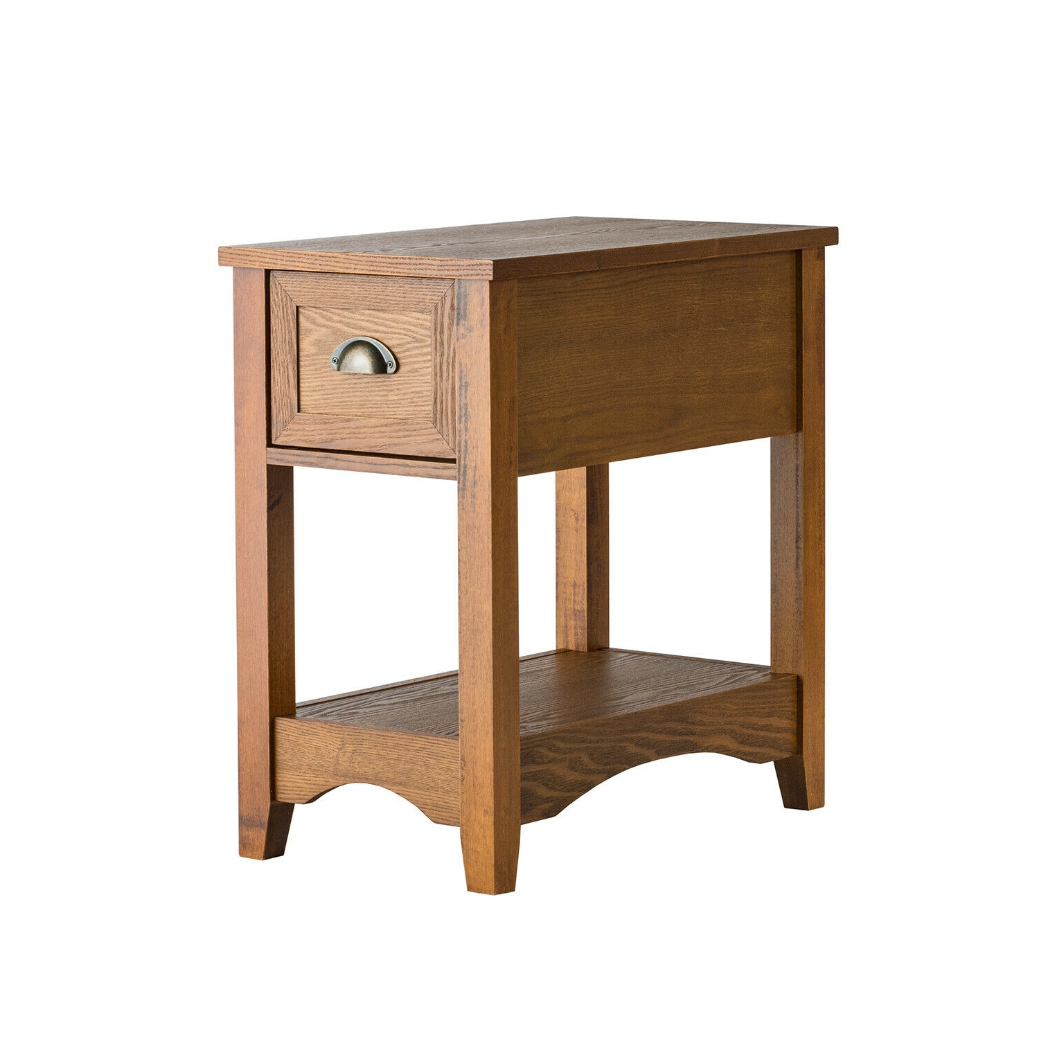 Contemporary Side Table – Compact Chairside End Table with Storage Drawer and Shelf