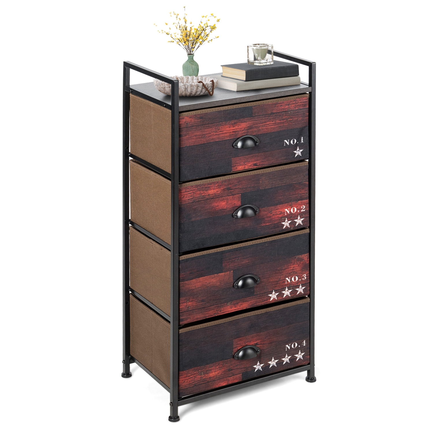 4 Drawer Fabric Dresser Storage Tower Nightstand