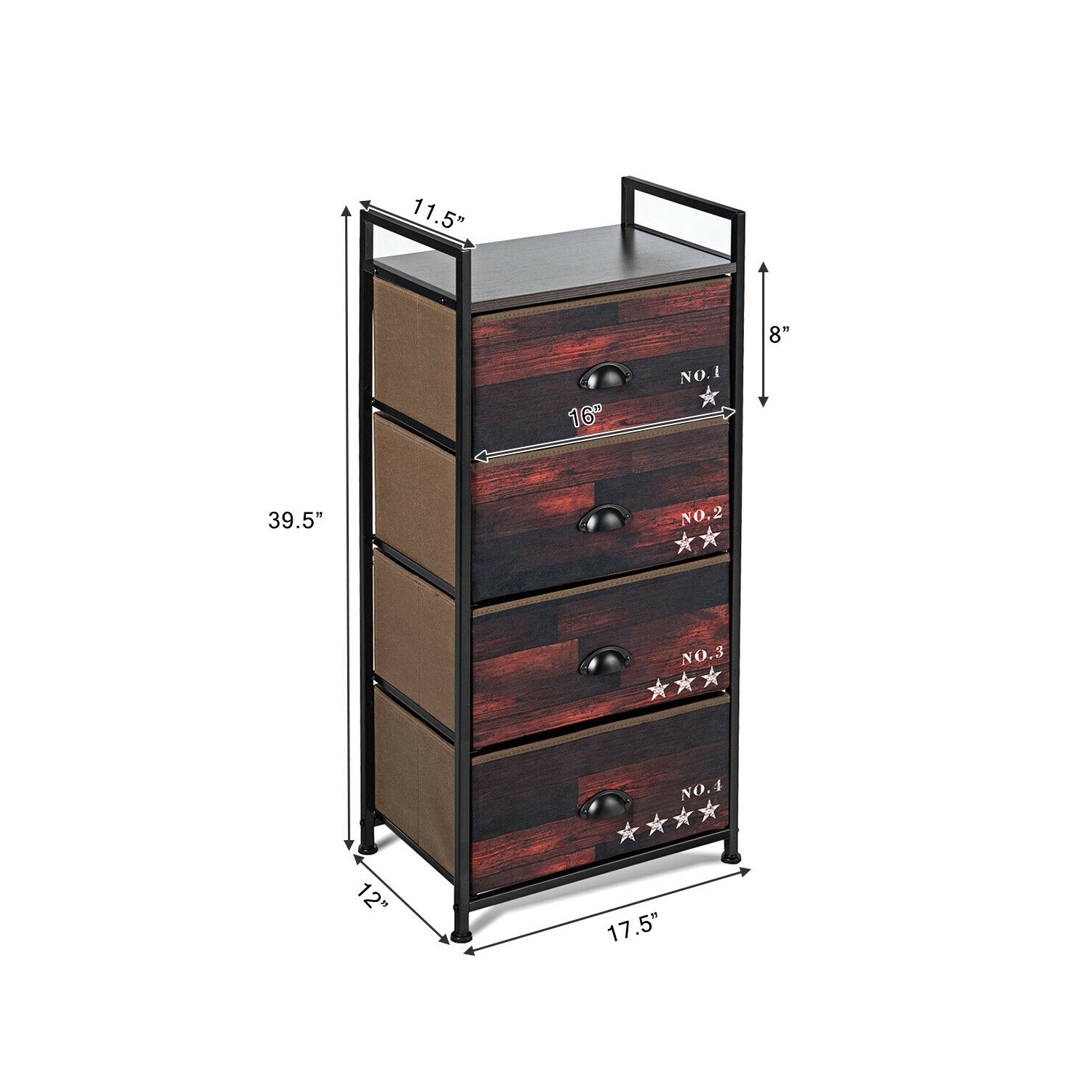 4 Drawer Fabric Dresser Storage Tower Nightstand