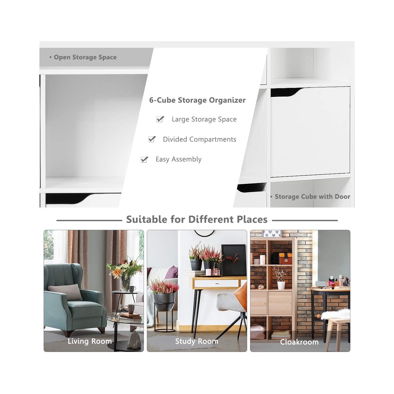 Bibliothèque en bois à 9 cubes tout usage pour le bureau à domicile et le salon