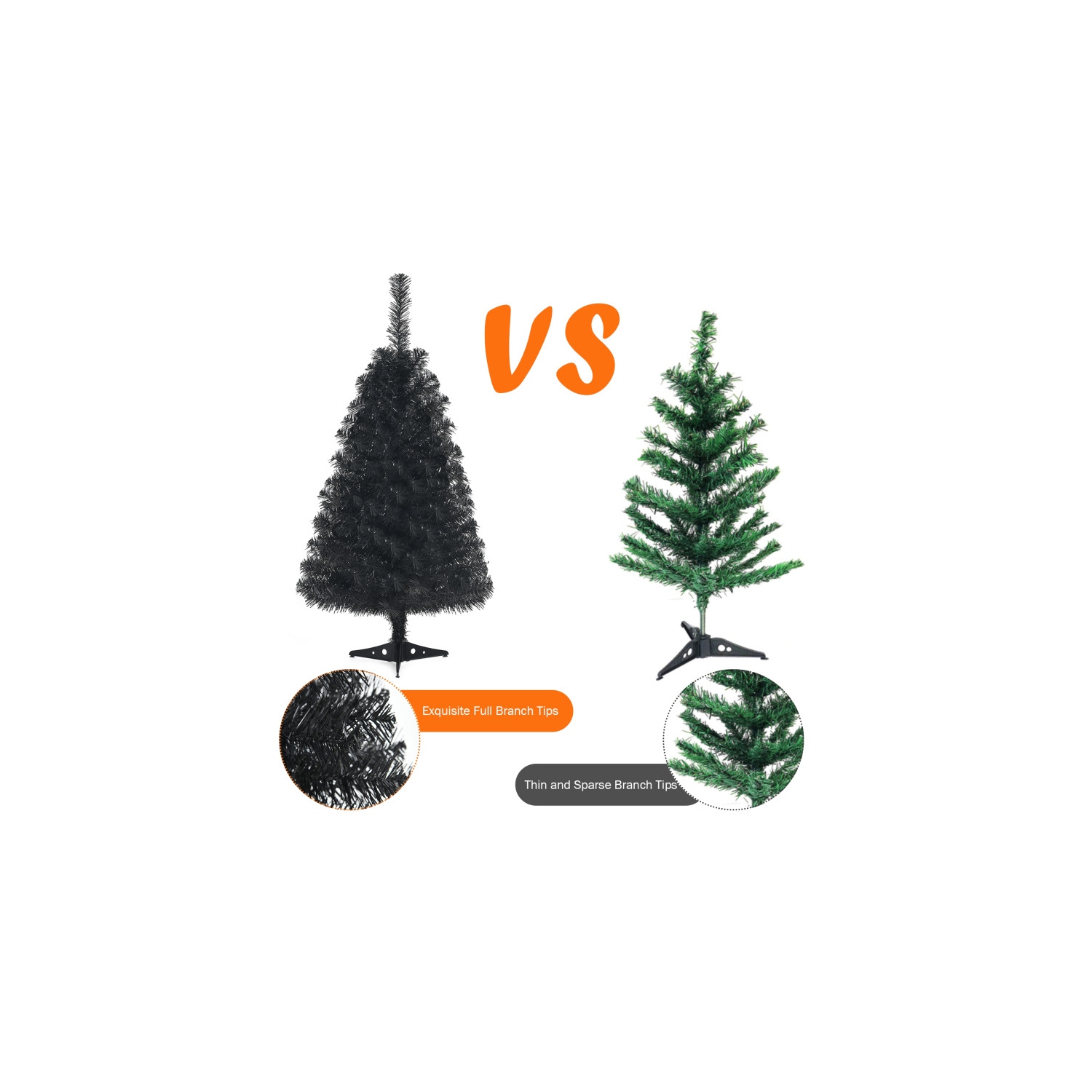 Mini arbre artificiel sans lumières avec support en plastique, idéal pour la décoration de Noël ou d'Halloween