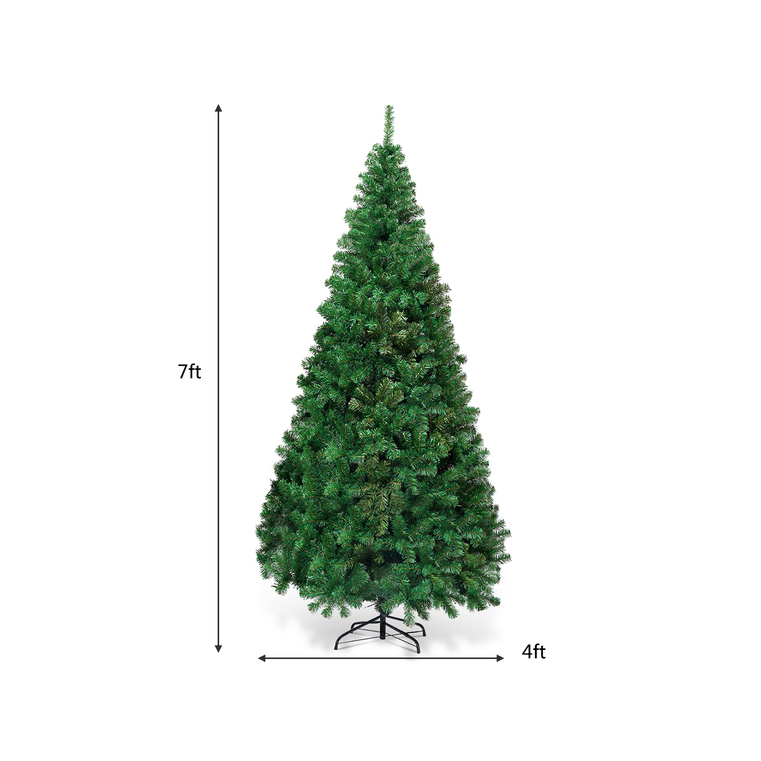 Artificial PVC Hinged Christmas Tree with Solid Metal Stand-7 ft