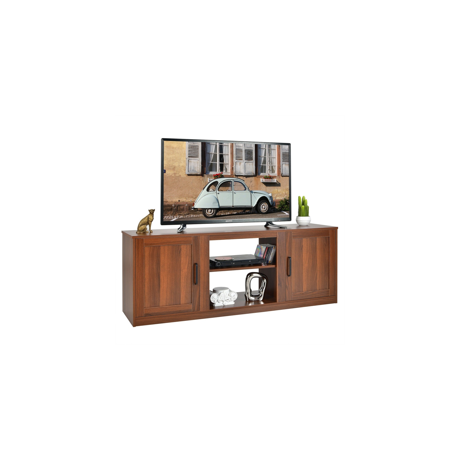 Modern TV Console with 2 Cabinets for Media and Entertainment Storage