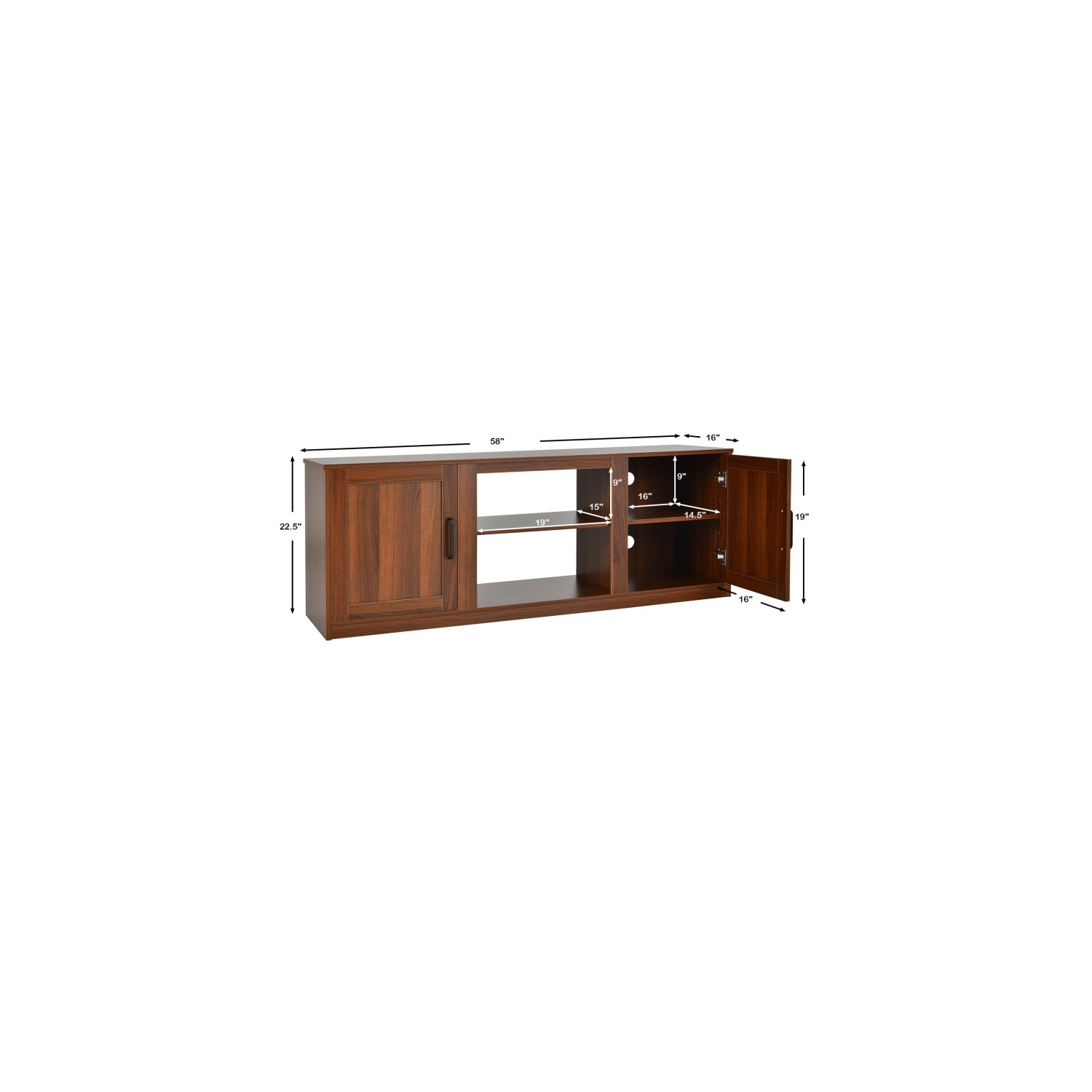 Modern TV Console with 2 Cabinets for Media and Entertainment Storage