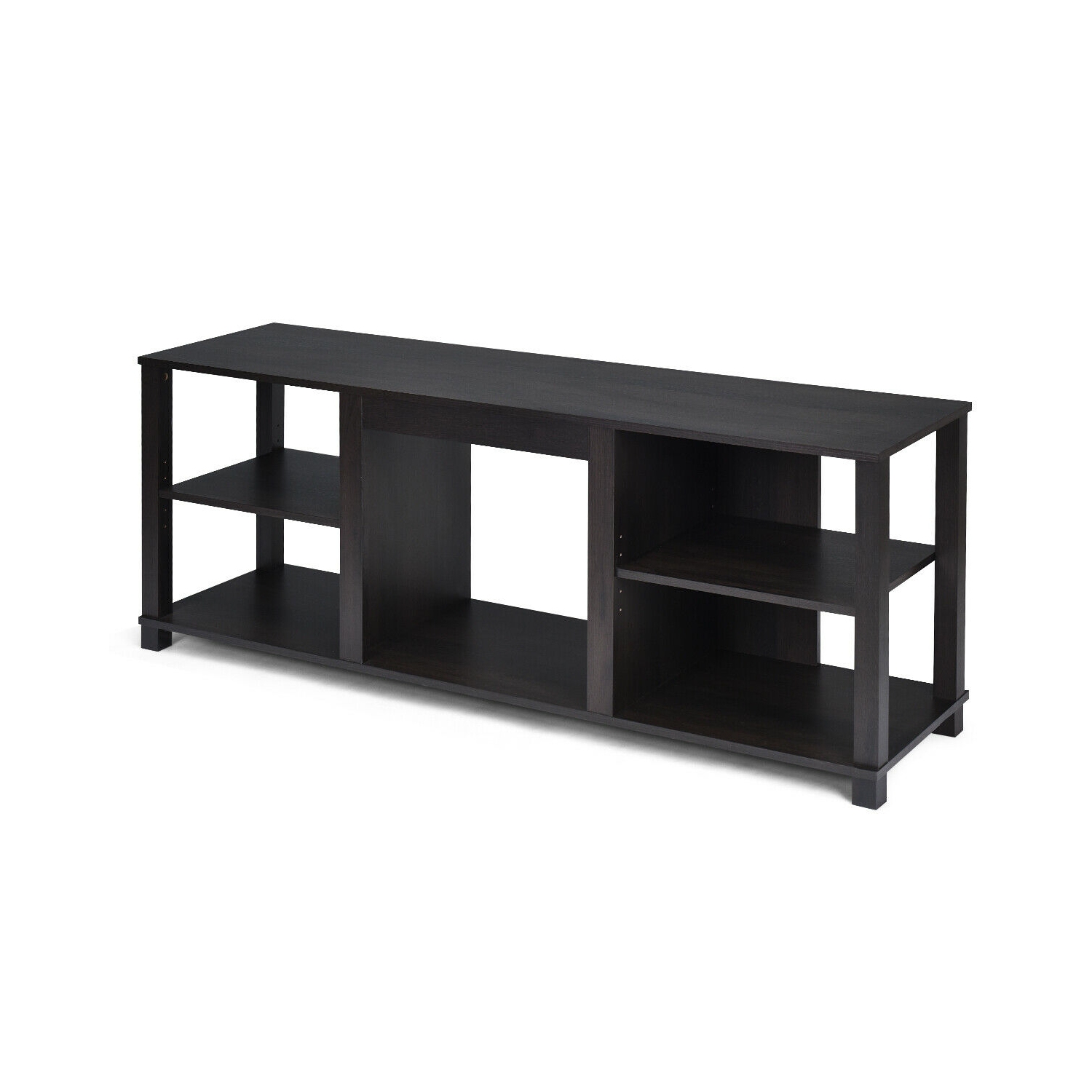 Meuble de rangement à 2 niveaux pour téléviseur avec tablettes réglables