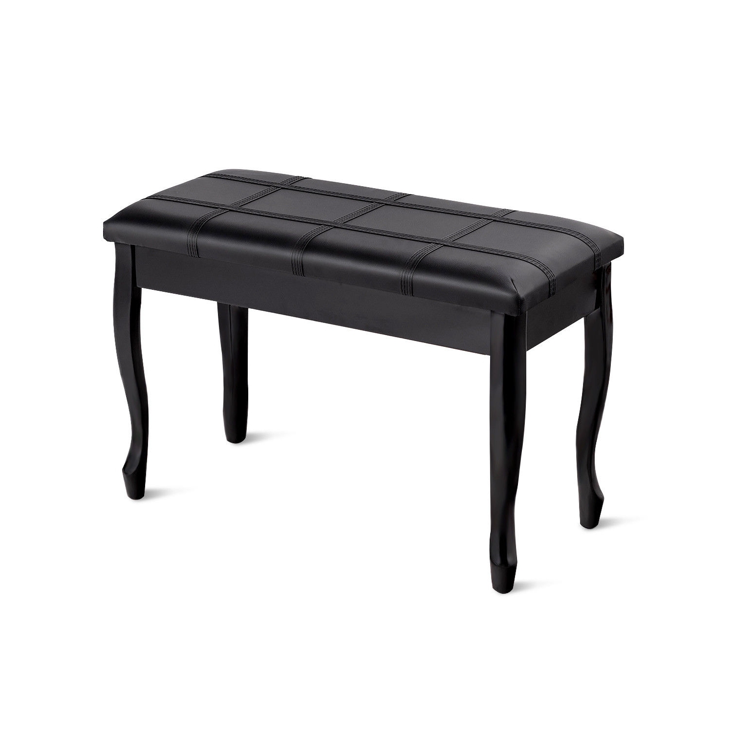 Solid Wood PU Leather Piano Bench with Storage-Black