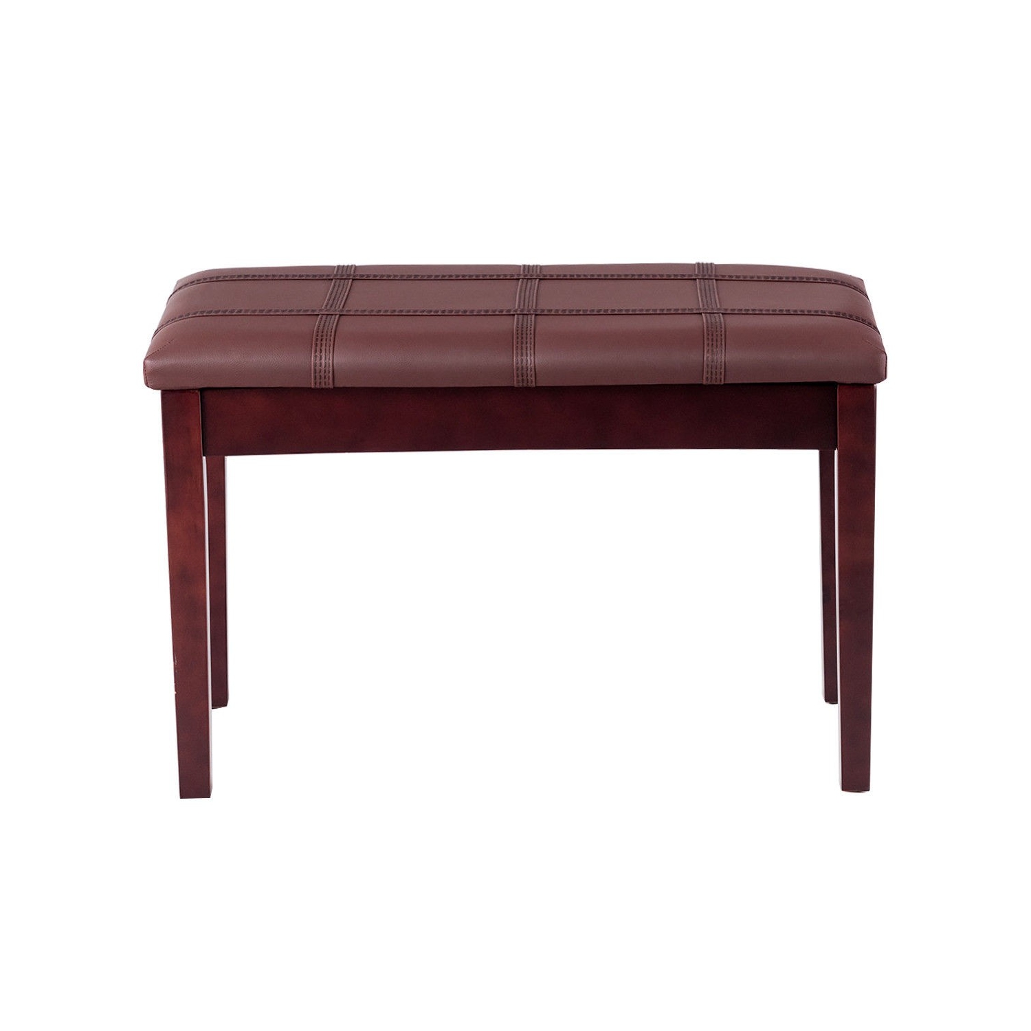 Solid Wood PU Leather Piano Double Duet Keyboard Bench-Brown