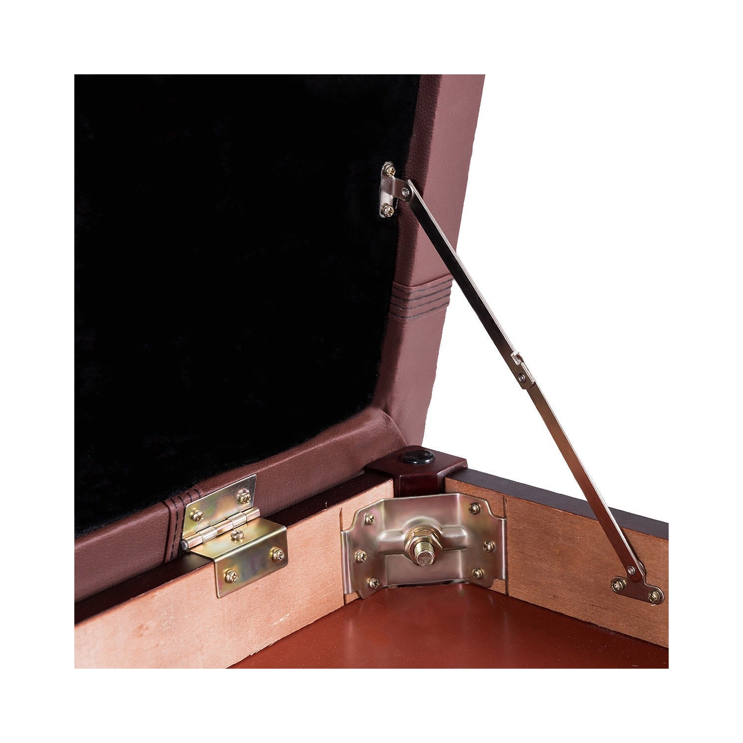 Solid Wood PU Leather Piano Double Duet Keyboard Bench-Brown