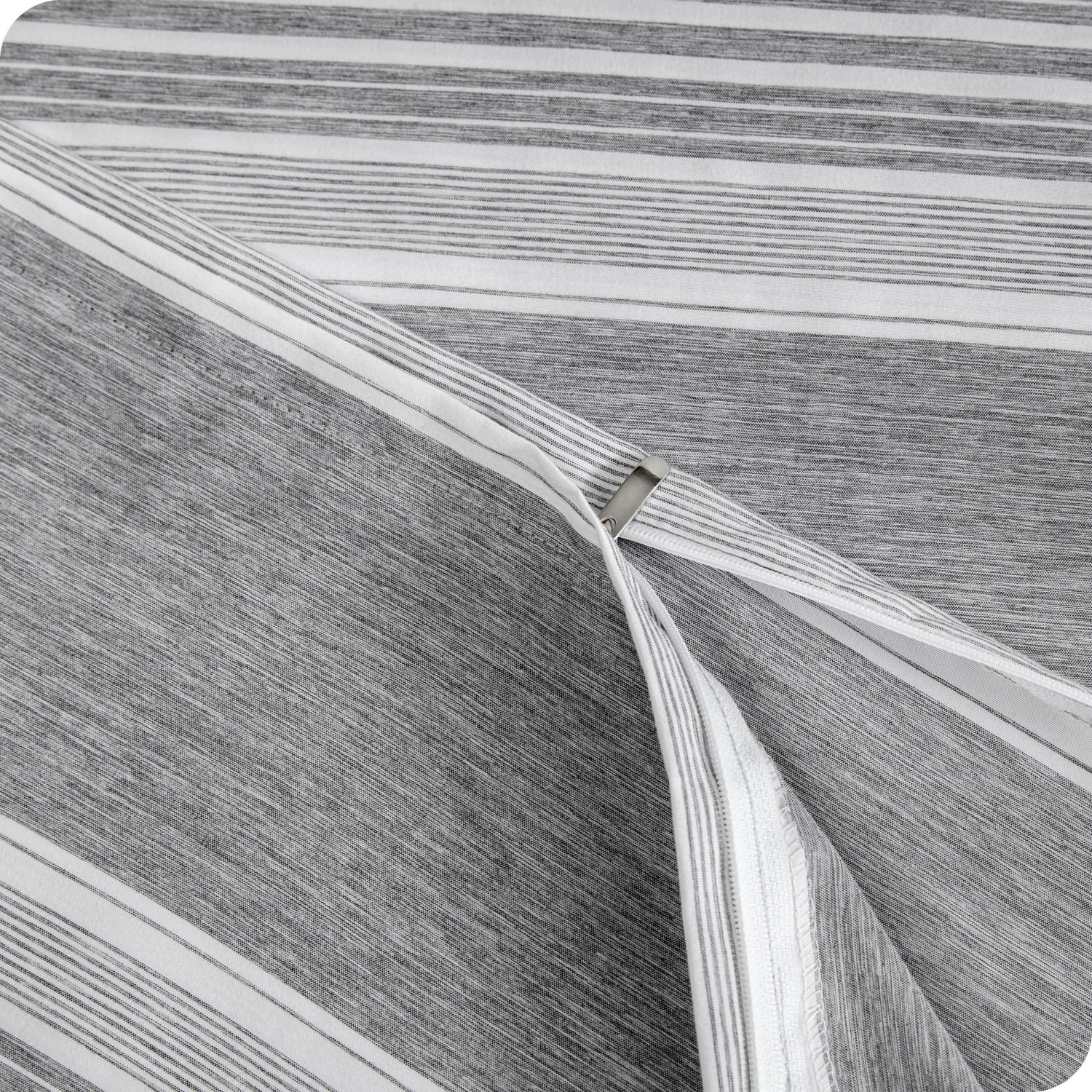 Bare Home Duvet Cover and Sham Set - Premium 1800 Ultra-Soft Brushed Microfiber - Hypoallergenic, Easy Care, Wrinkle Resistant - Stripe - Heather