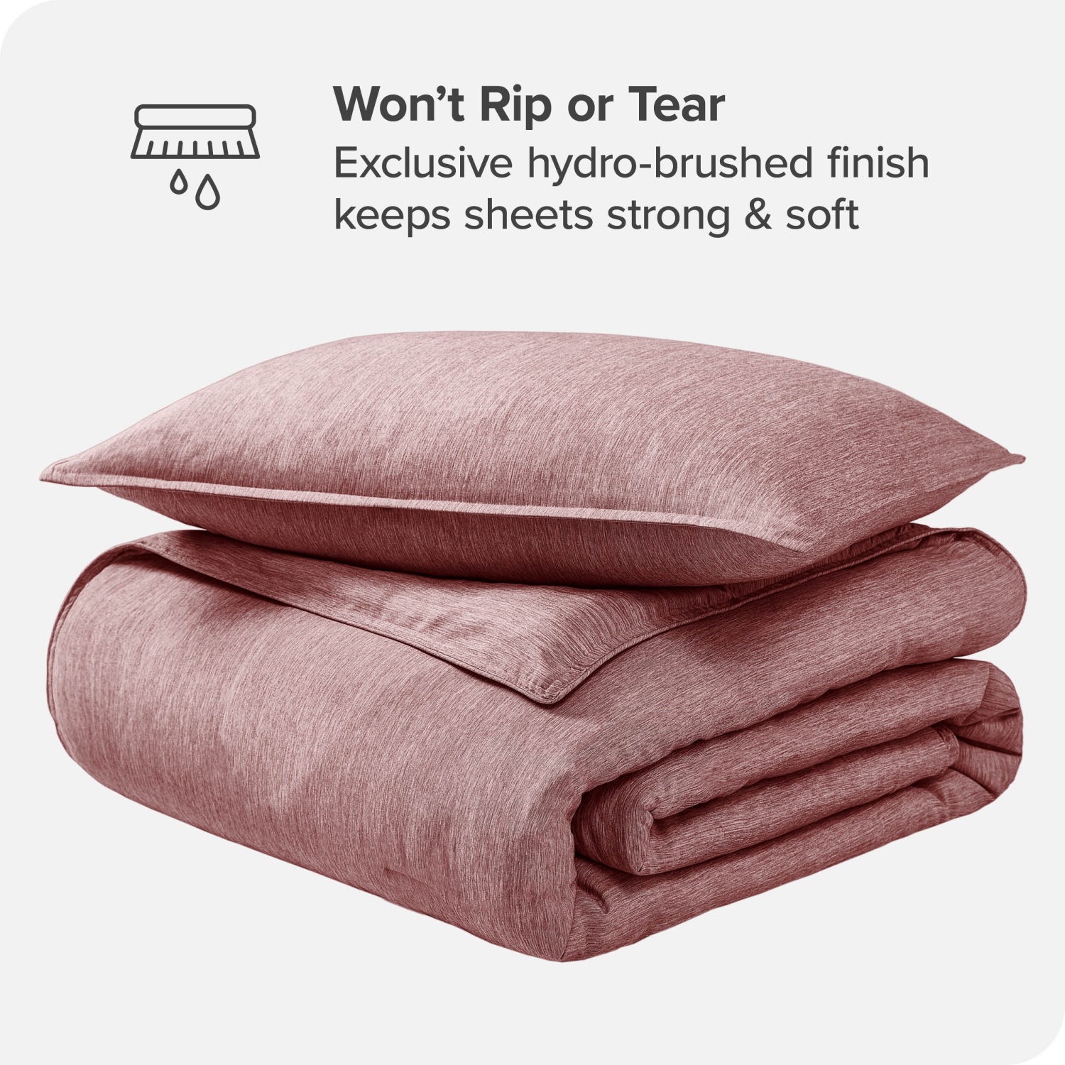 ENS. Édredon Bare Home - duvet d'oie - Ultra-doux - Hypoallergénique - chaleur toutes saisons - palissandre chiné, lit simple/jumeau TG