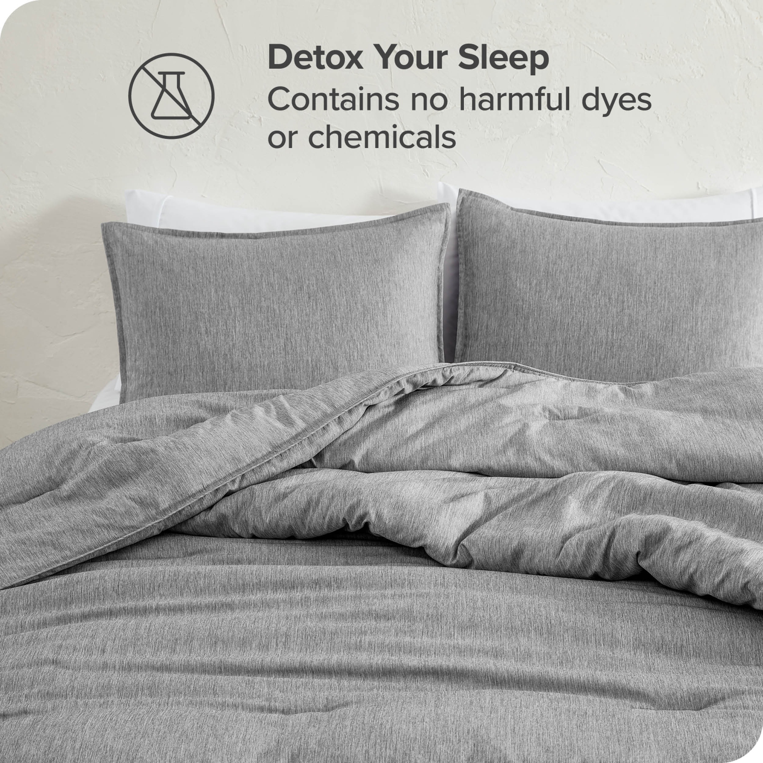 ENS. Édredon Bare Home - duvet d'oie - Ultra-doux - Hypoallergénique - chaleur toutes saisons - Anthracite chiné, lit simple/jumeau TG