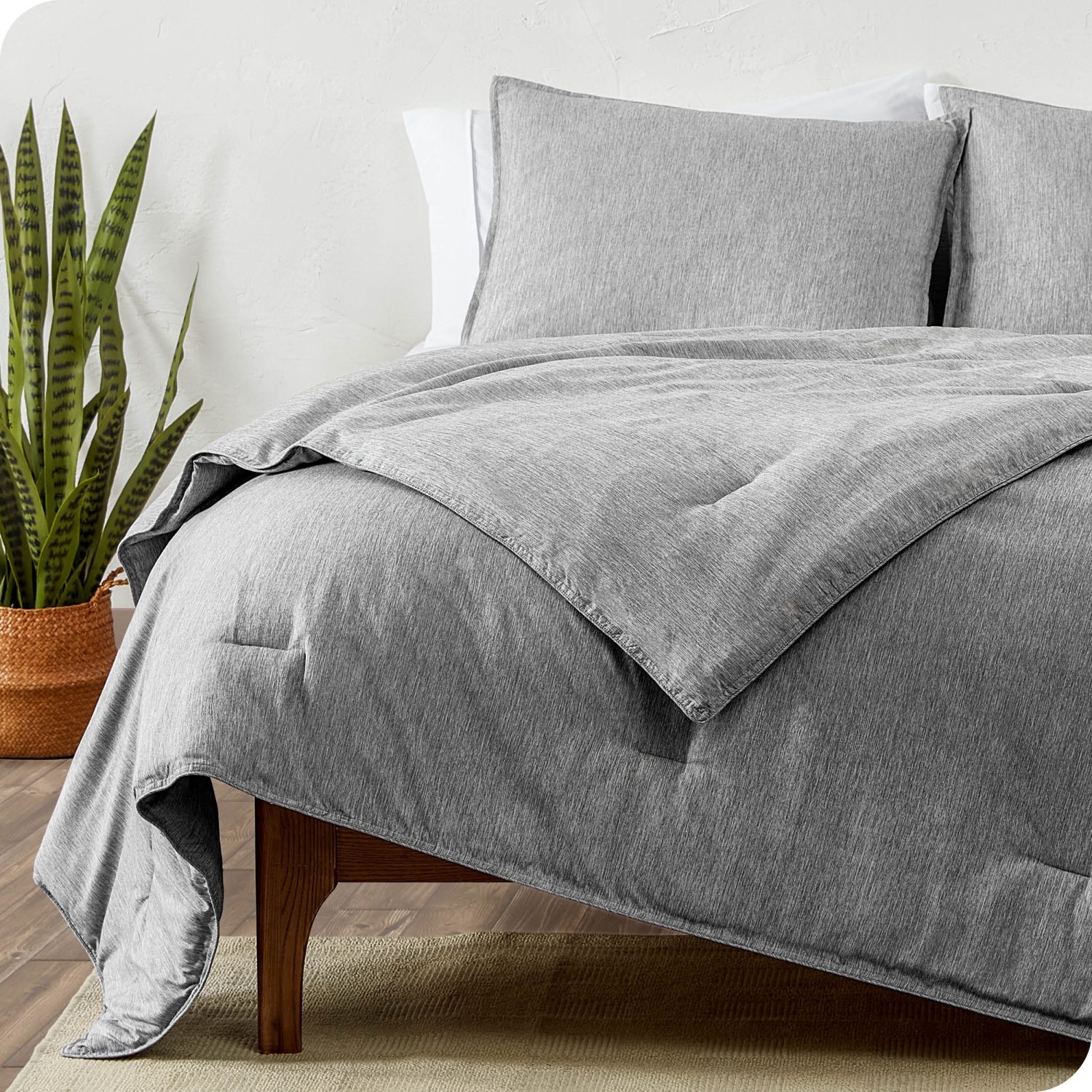 ENS. Édredon Bare Home - duvet d'oie - Ultra-doux - Hypoallergénique - chaleur toutes saisons - Anthracite chiné, lit 2 places