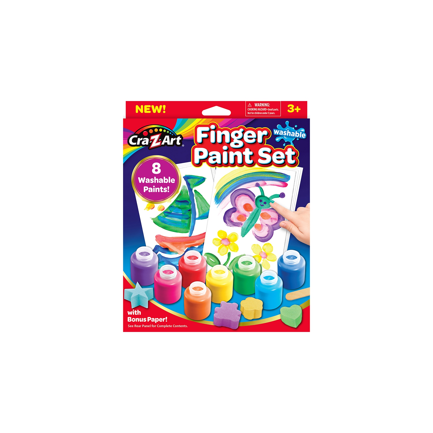 Washable Finger Paints Set, 8 Colors