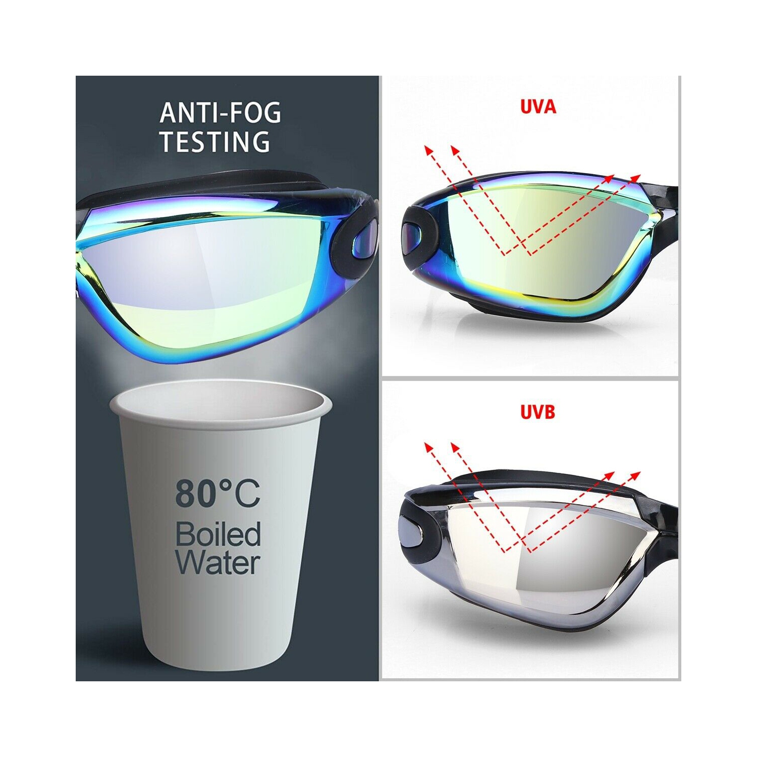 Lunettes de natation Triathlon antibuée et protection UV pour hommes adultes femmes jeunes CA