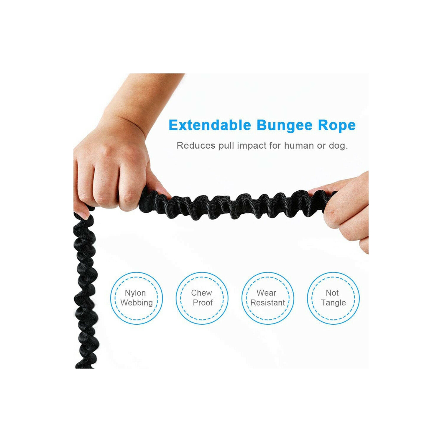 Retractable Hands Free Pet Dog Leash Dual Handle Leash Reflective Waist Belt CA