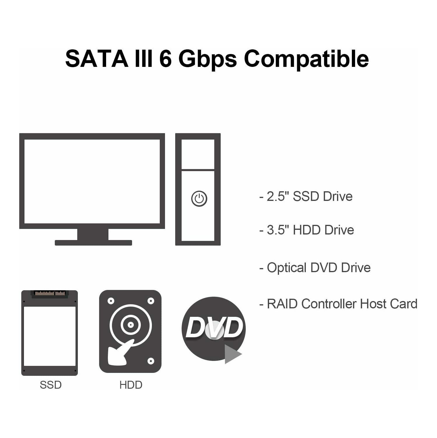 Câble SATA III haute vitesse 6.0 Gb/s 7 broches femelle à femelle de 18 po avec loquet de verrouillage