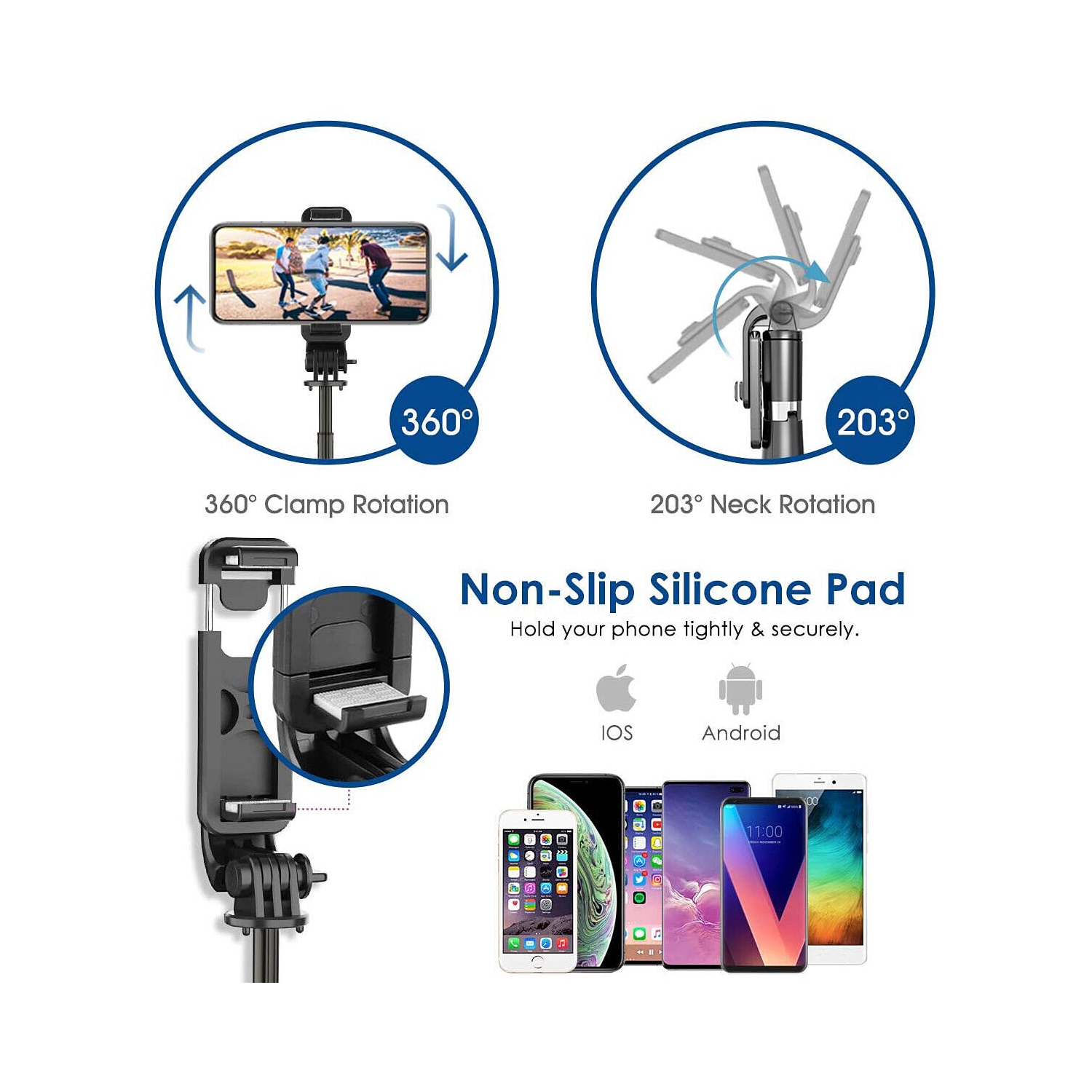 32" Extendable Selfie Stick Tripod with Bluetooth Remote for Cell Phone & Camera