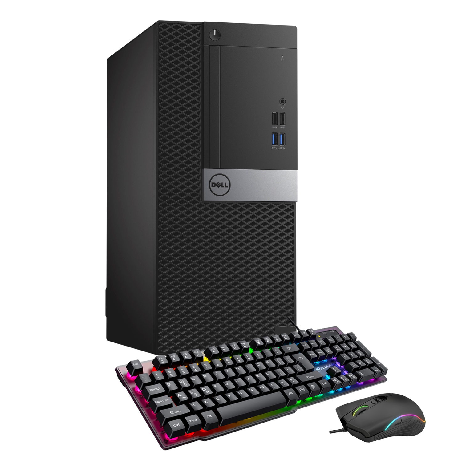 Refurbished (Good) - Dell OptiPlex Tower Computer PC Intel Quad Core i7-6700 3.40 GHz 16 GB 512 GB SSD NVIDIA GeForce GTX 1650 4GB Win 10 Pro Wi-Fi Gaming Keyboard Mouse