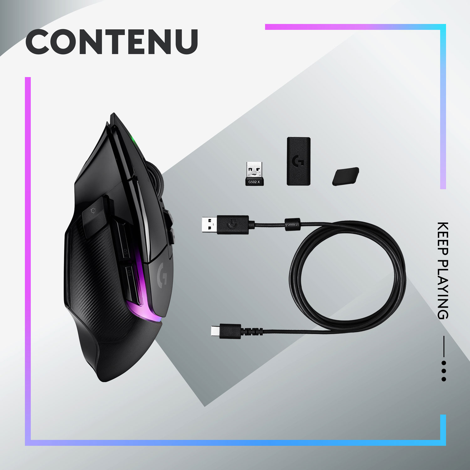 Souris de jeu optique sans fil de 25 000 ppp G502 X PLUS de Logitech - Noir