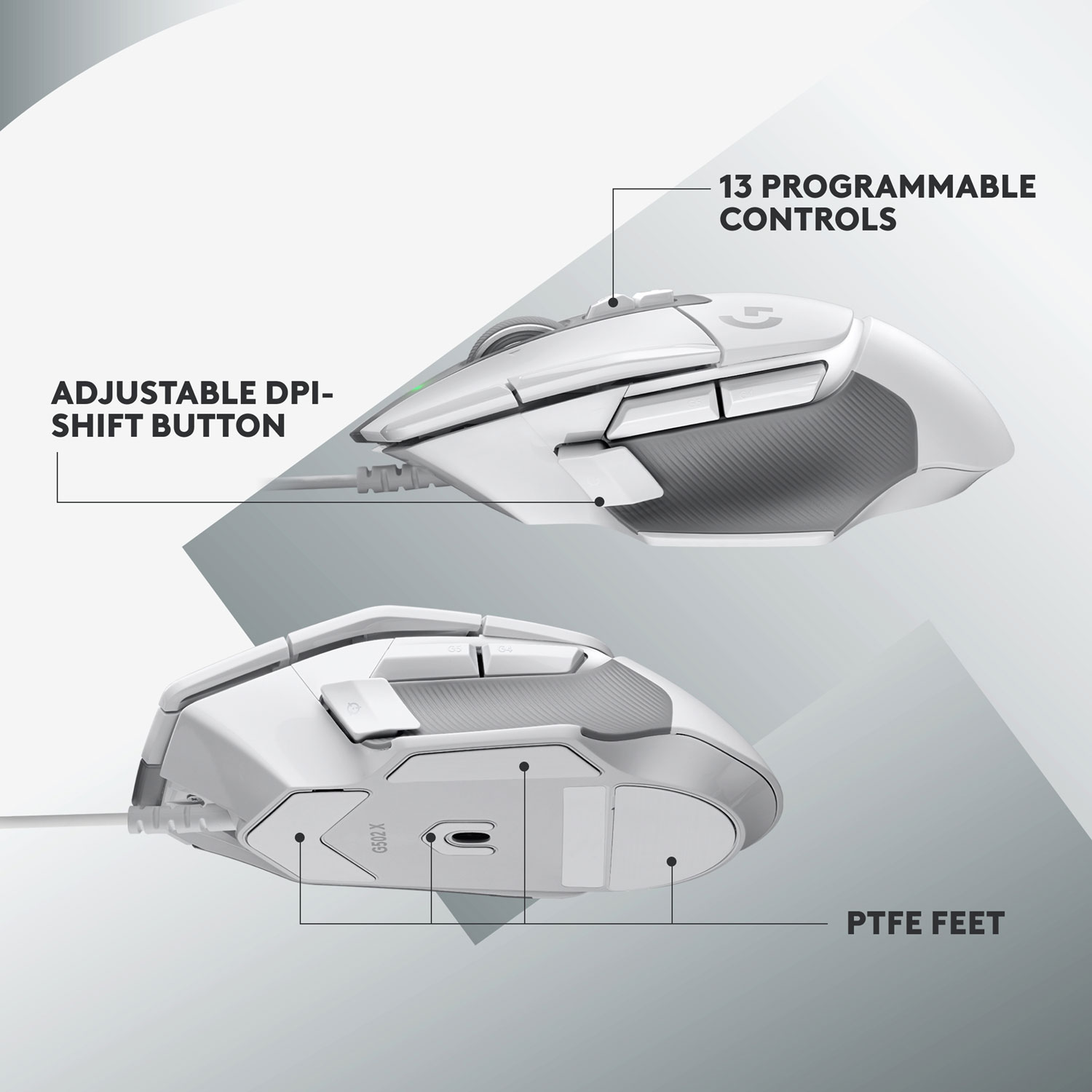 Logitech G502 X 25000 DPI Optical Gaming Mouse - White