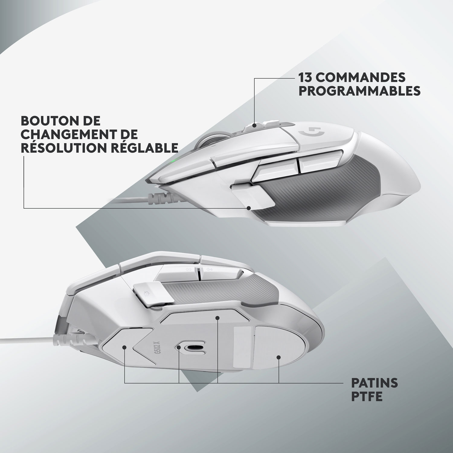 Logitech G502 X 25000 DPI Optical Gaming Mouse - White