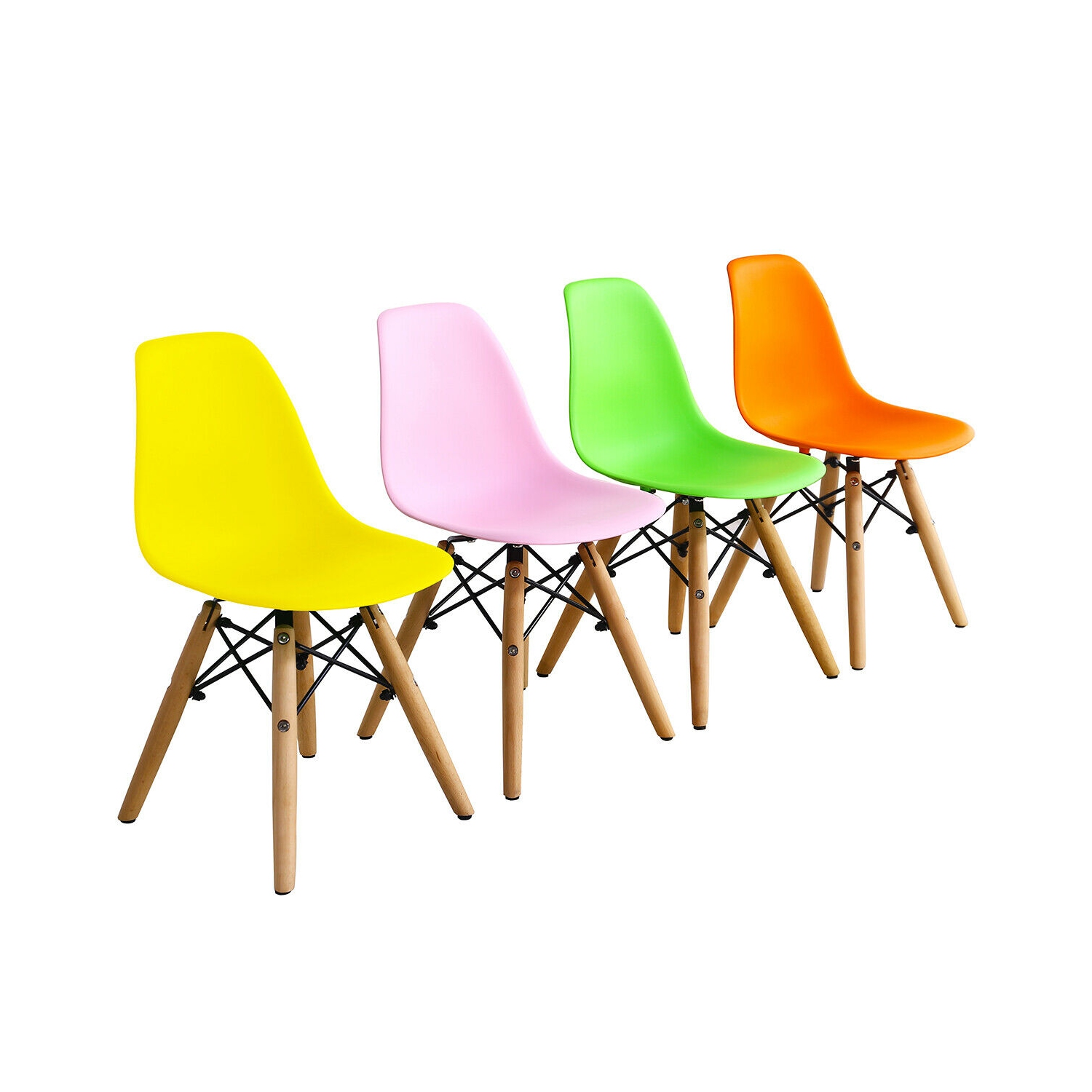 Gymax 5 PC Kids Colorful Round Table Chair Set w/ 4 Armless Chairs