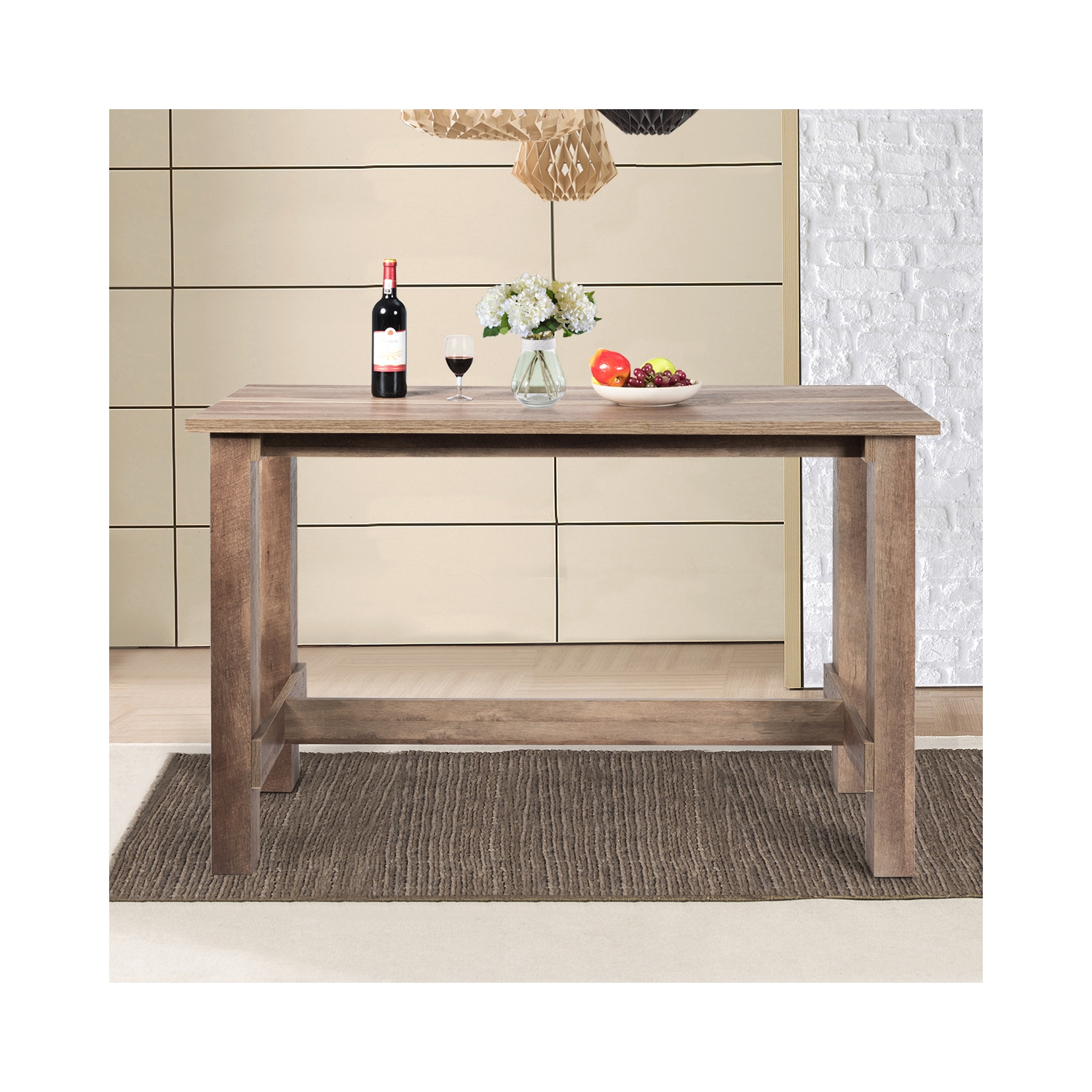 Gymax Dining Table Counter Height Rectangular Kitchen Living Room