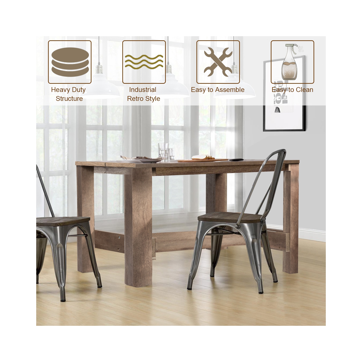 Gymax Dining Table Counter Height Rectangular Kitchen Living Room