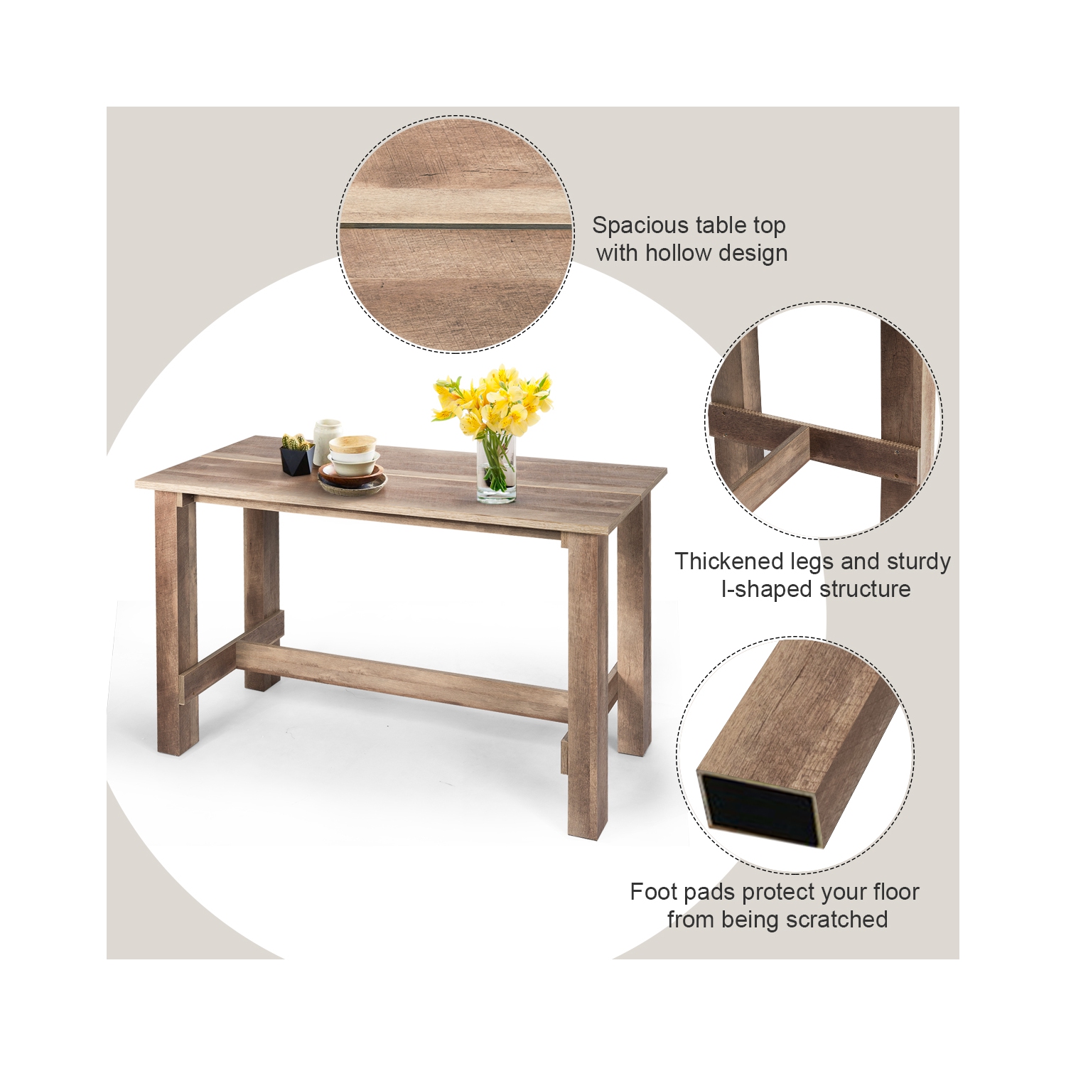 Gymax Dining Table Counter Height Rectangular Kitchen Living Room