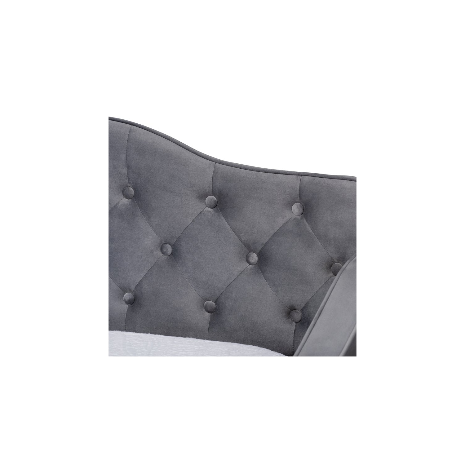 Le lit de repos capitonné en velours gris de format lit simple avec lit gigogne Freda de Baxton Studio