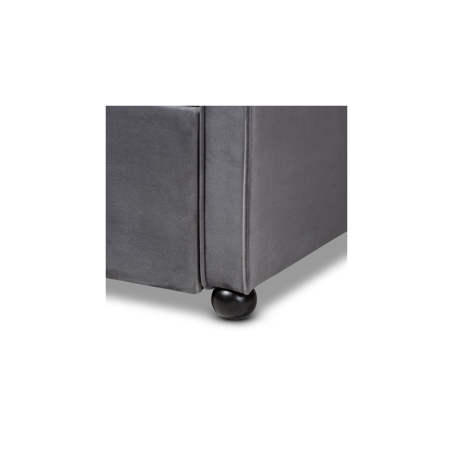 Le lit de repos capitonné en velours gris de format lit simple avec lit gigogne Freda de Baxton Studio