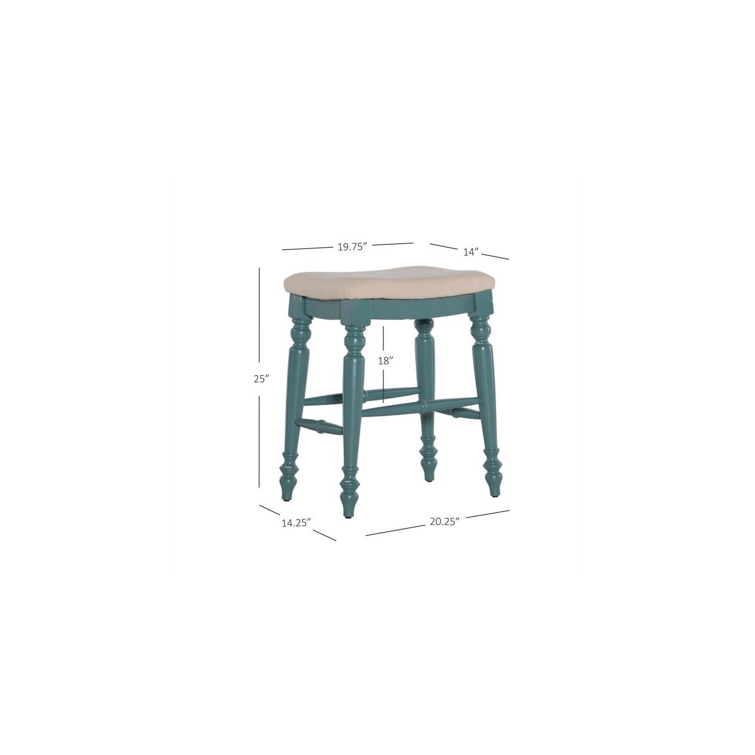 Linon Marino 25" Wood Backless Counter Stool in Blue
