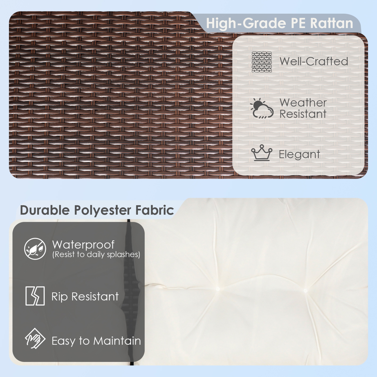 Marque Gymax Ensemble de salon de patio 4 pièces Ensemble de meubles de salon de jardin en rotin avec coussins blanc cassé