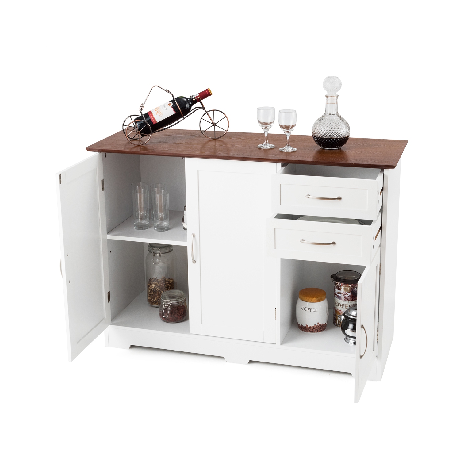 Gymax Buffet Storage Cabinet Console Table Kitchen Sideboardd Home Furni W/2 Drawers