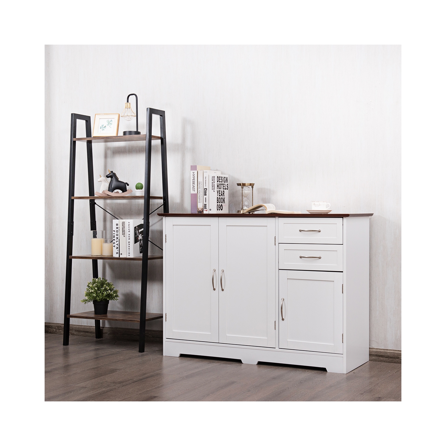 Gymax Buffet Storage Cabinet Console Table Kitchen Sideboardd Home Furni W/2 Drawers