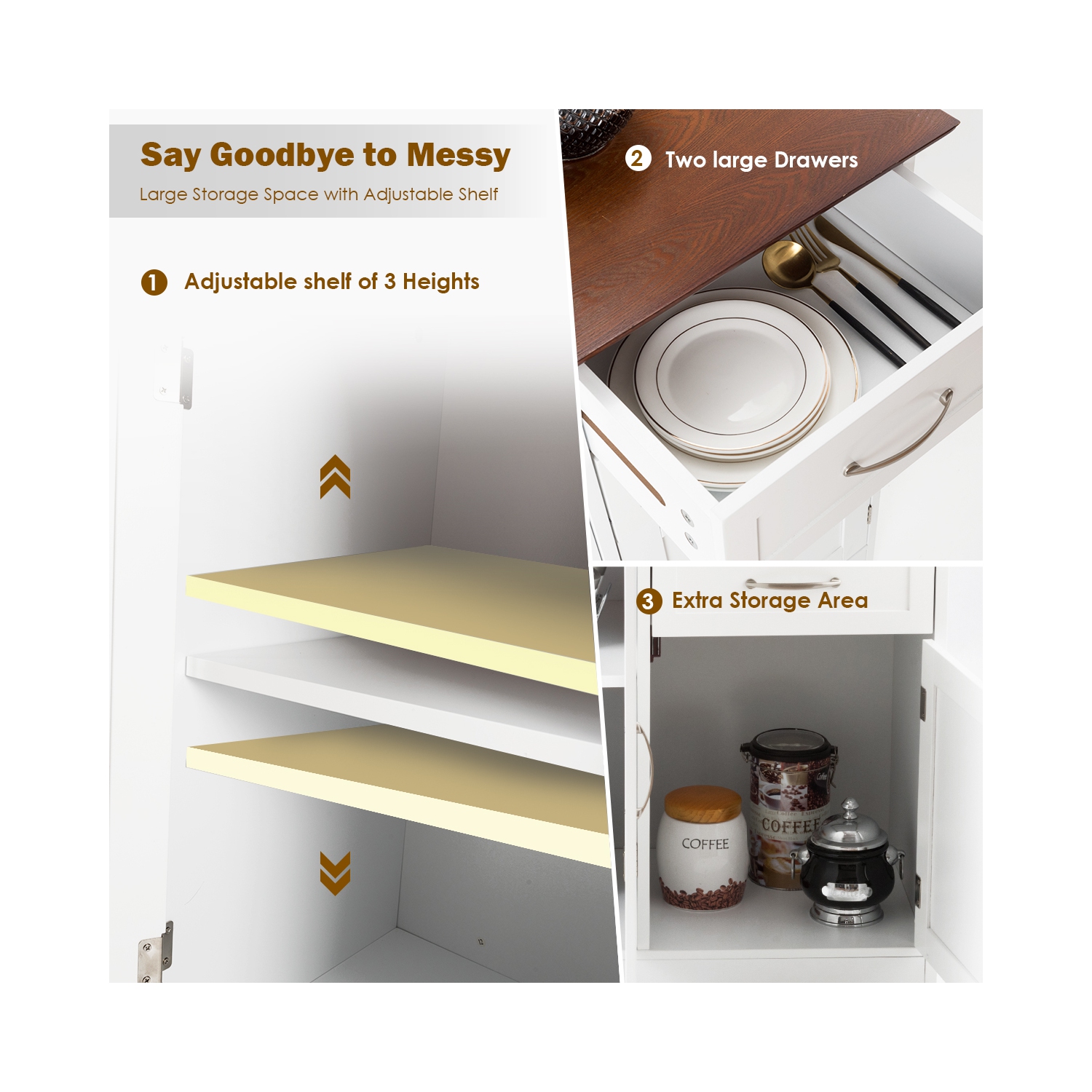 Gymax Buffet Storage Cabinet Console Table Kitchen Sideboardd Home Furni W/2 Drawers