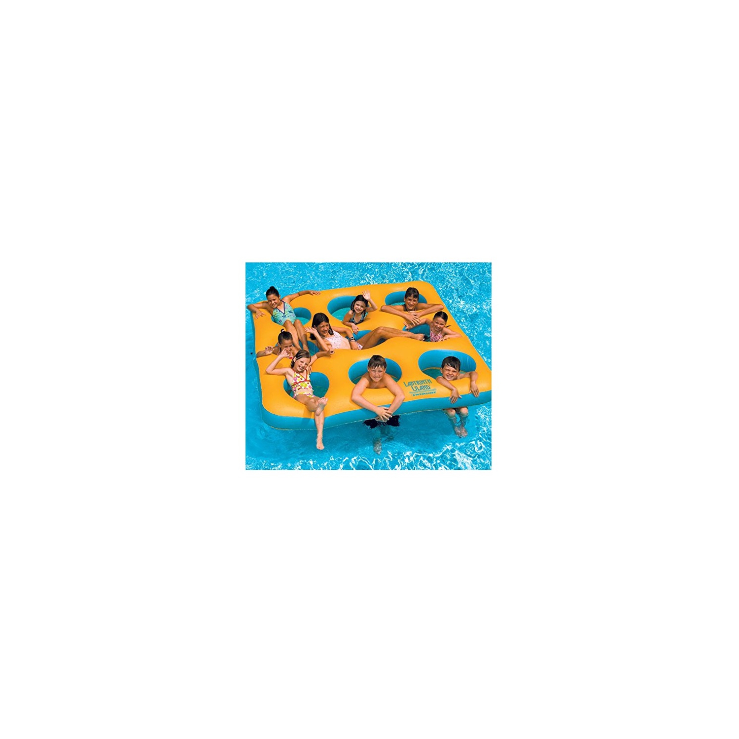 Jouet flottant gonflable pour piscine à motif circulaire jaune et bleu de 80 po