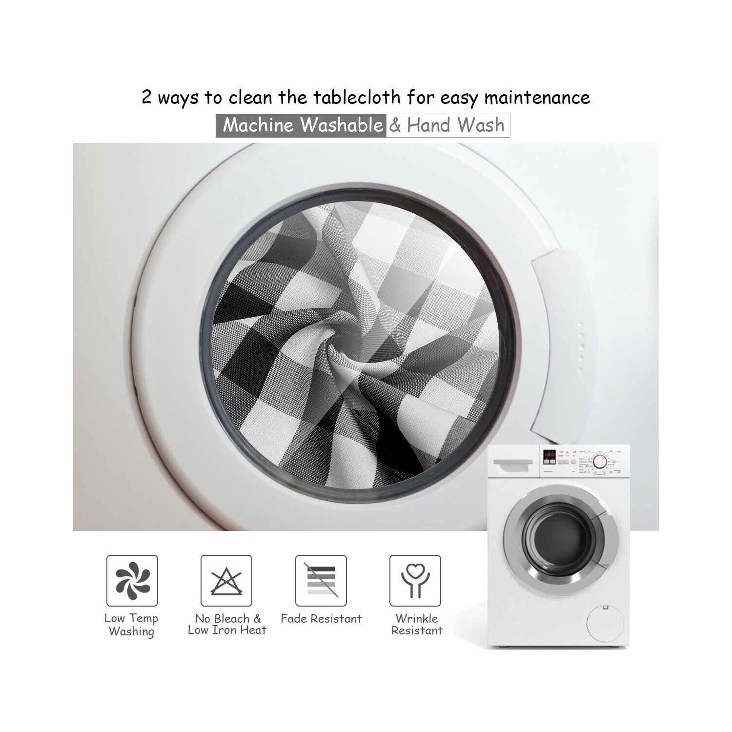 Gymax 10Pcs 60"x126" Rectangular Polyester Tablecloth Black & White Checker Party